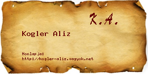 Kogler Aliz névjegykártya